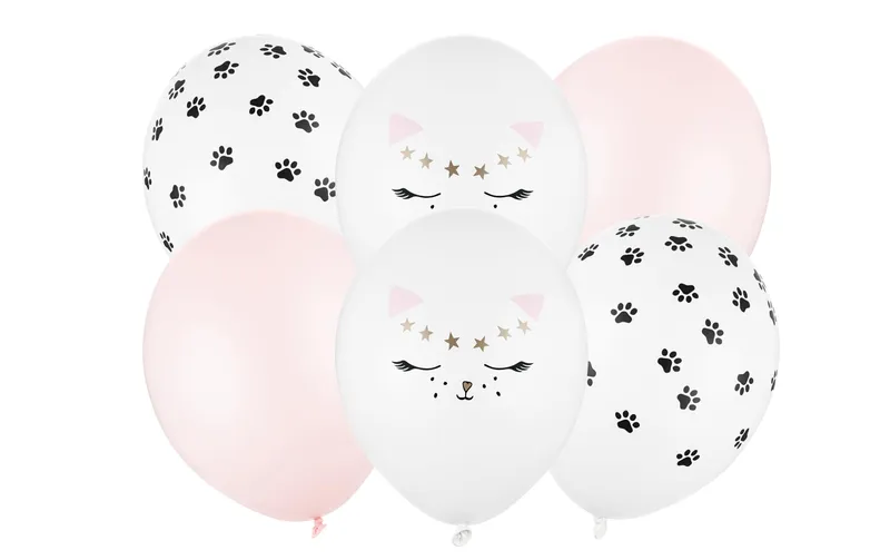 Partydeco Luftballon Cat mix Ø 30 cm, 6 pezzi