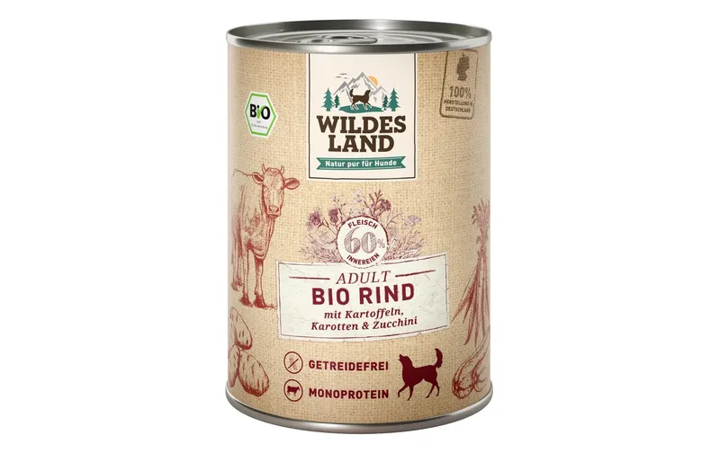 Wildes Land Nassfutter Rind mit Kartoffeln, Karotten & Zucchini 6x400 g