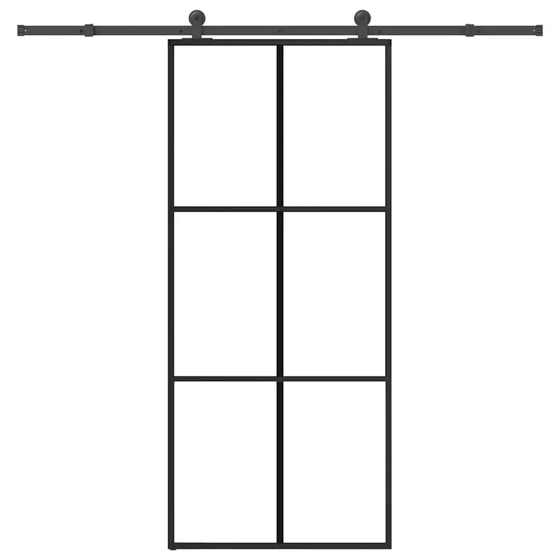 Porte coulissante avec kit de quincaillerie 90x205 cm Verre ESG