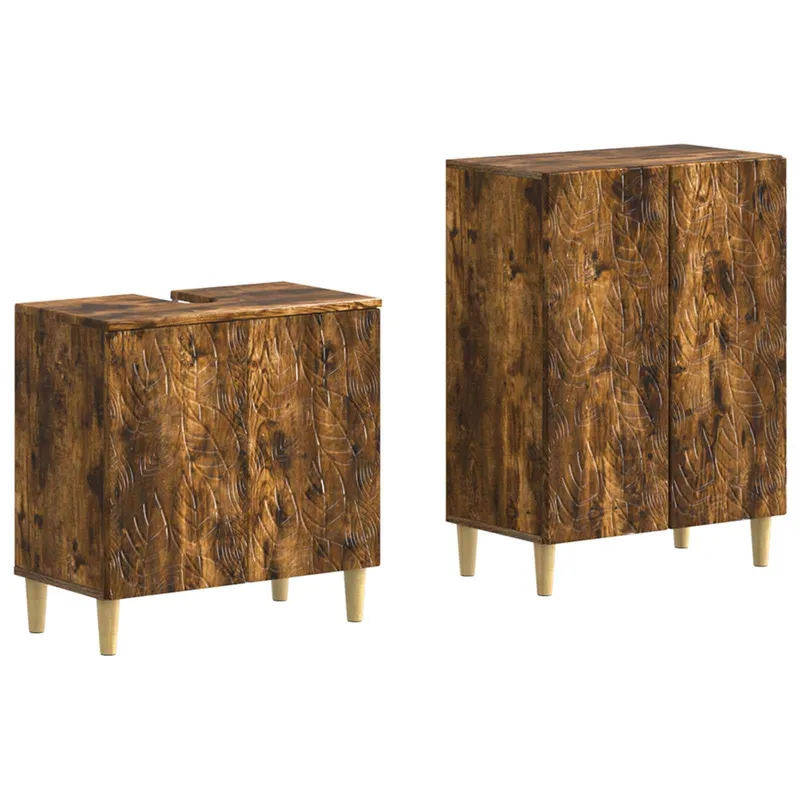 2-teiliges Badezimmer Schrank Set DELFT Raucheiche