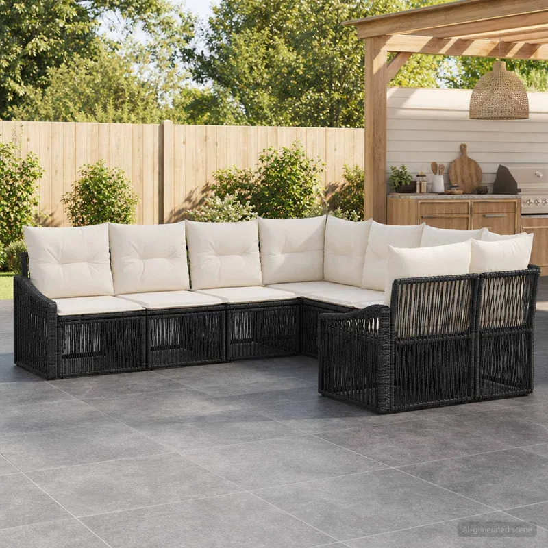 Gartensofa-set 8 stk. 8-Sitzanzahl black Poly-Rattan