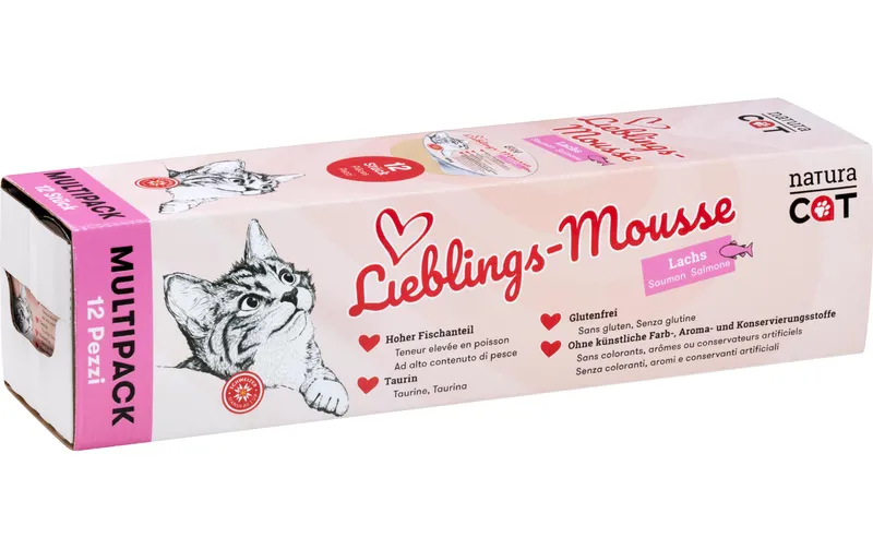 naturaCat Nassfutter Lieblings-Mousse Lachs, 12 x 85 g