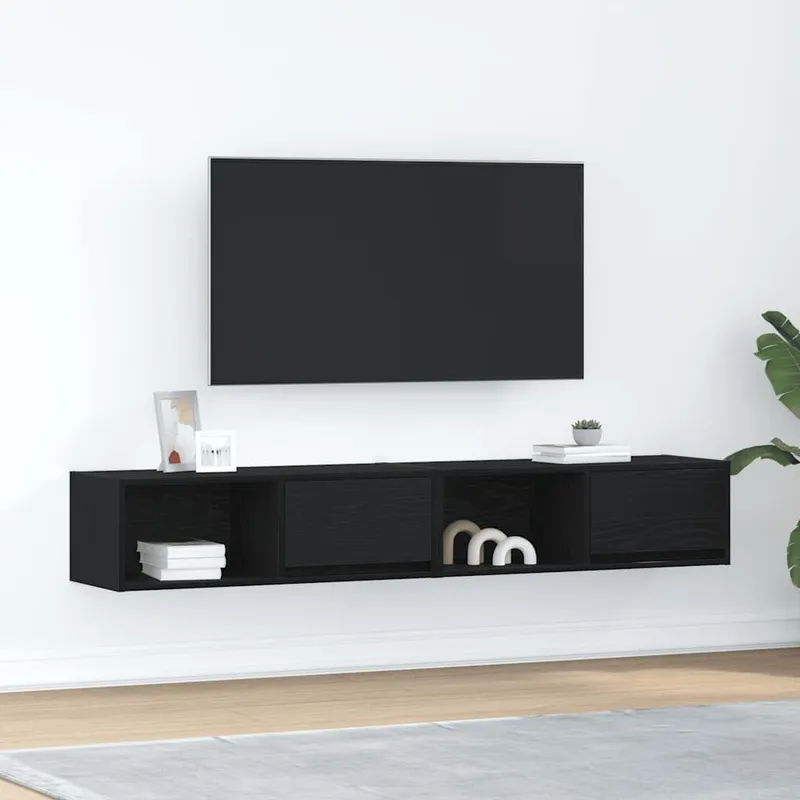 TV-Schränke 2 Stk. Schwarz Eichen-Optik 80x31x25,5 cm