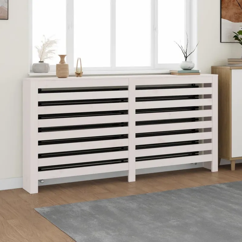 Heizkörperverkleidung white 169x19x84 cm solid pine wood