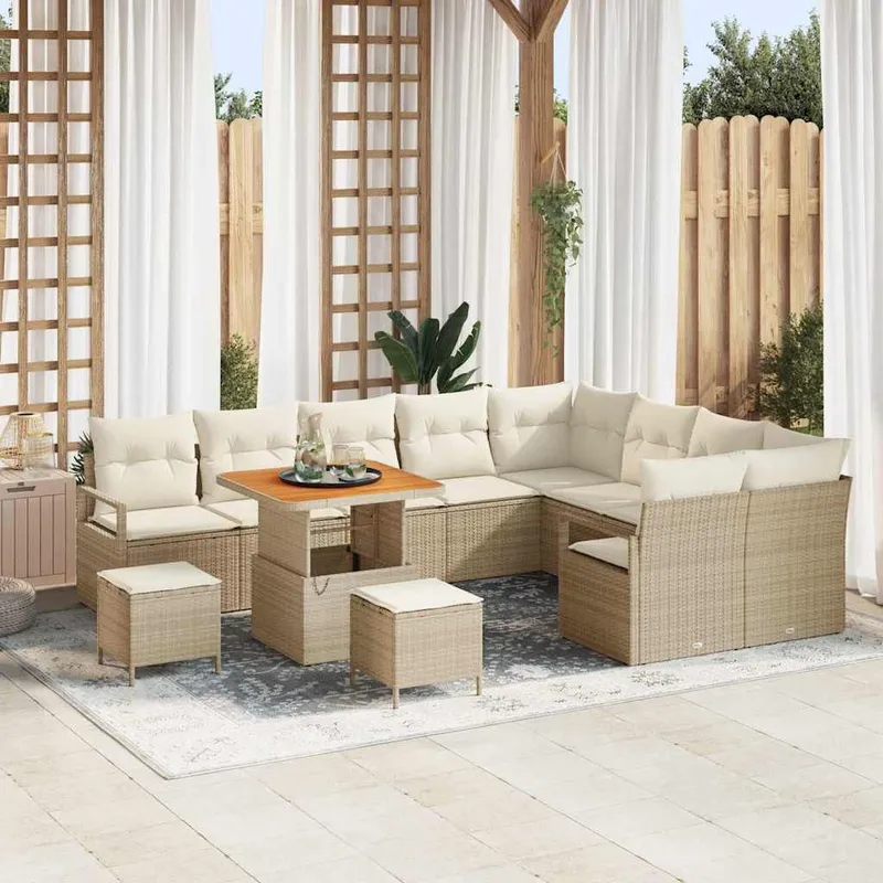 Garten-Sofa-Set 12 Stk. 11-Sitzanzahl Beige