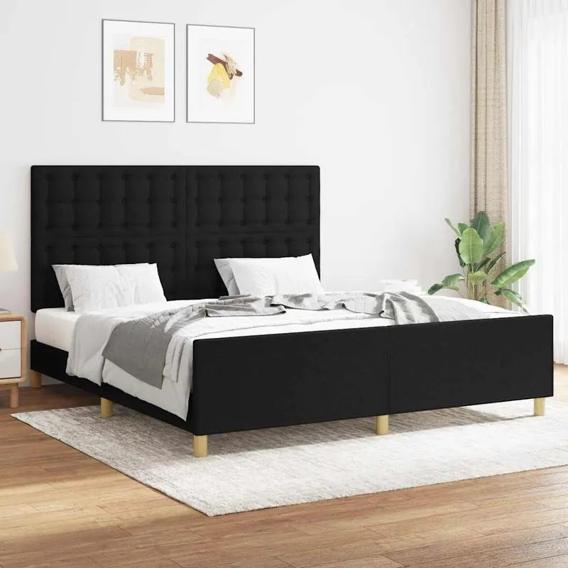 struttura letto senza materasso nero 160x200 cm tessuto