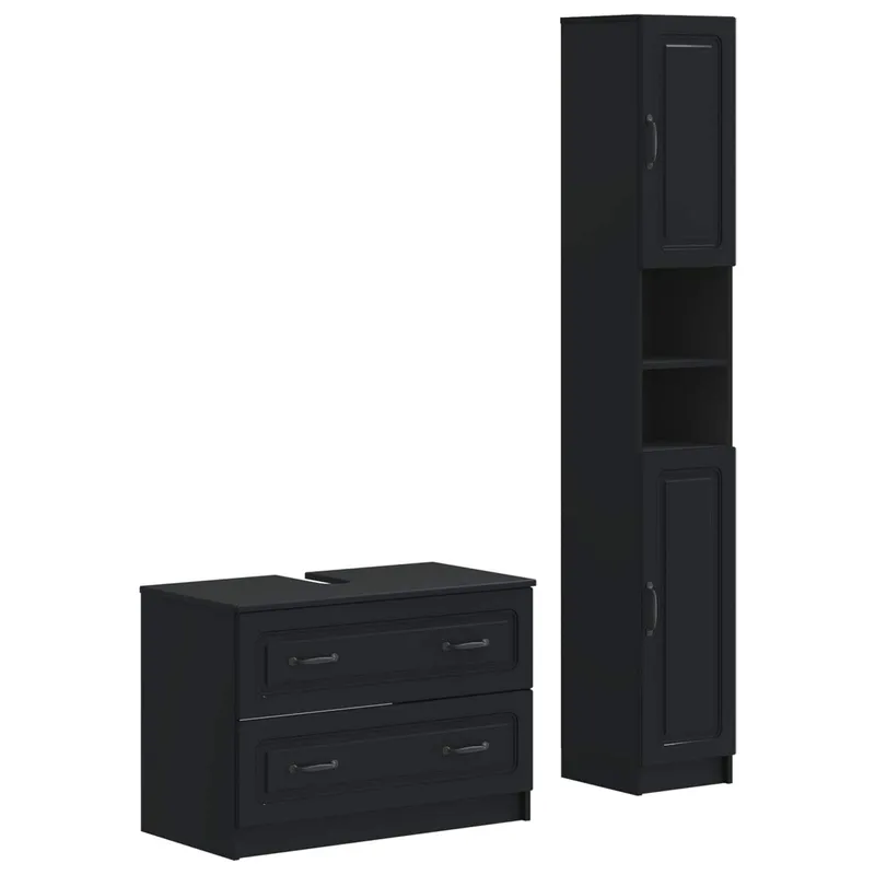 2-teiliges Badezimmer Schrank Set UTRECHT nero derivato del legno