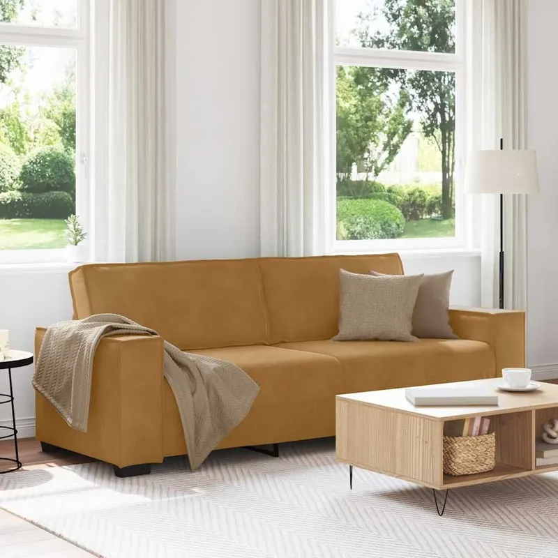 3-Sitzer-Sofa marrone 220x78x84 cm Samt