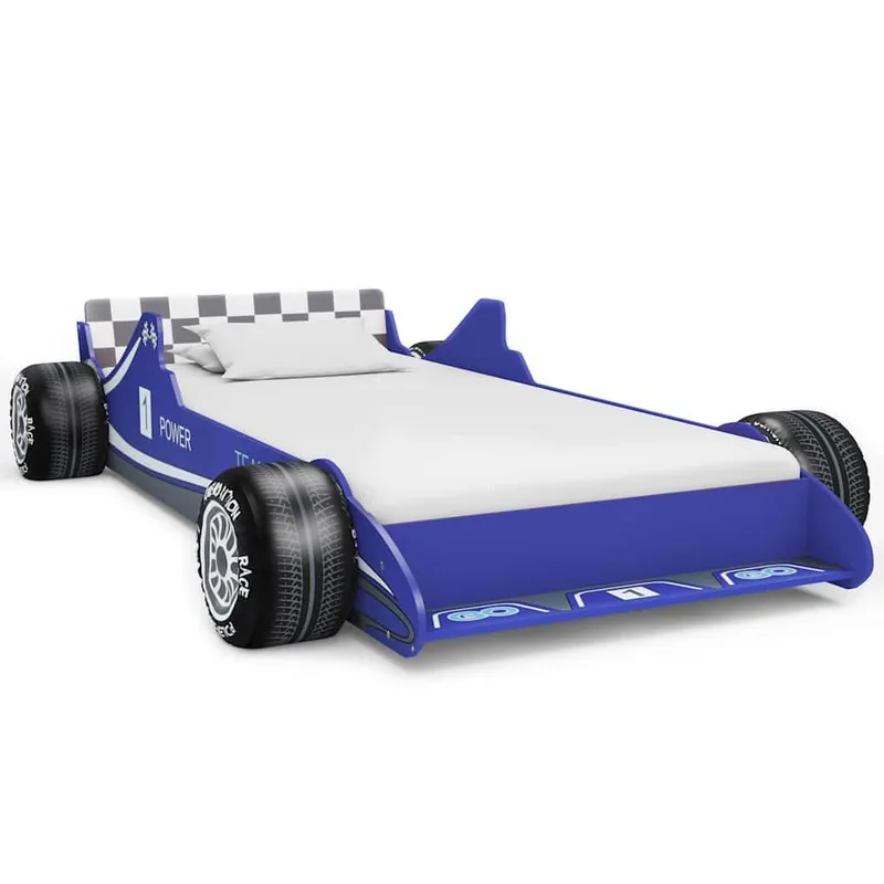 Lit voiture de course pour enfants 90 x 200 cm Bleu