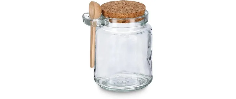 Zeller Present Vorratsglas mit Löffel 0.24 l, Transparent/Braun