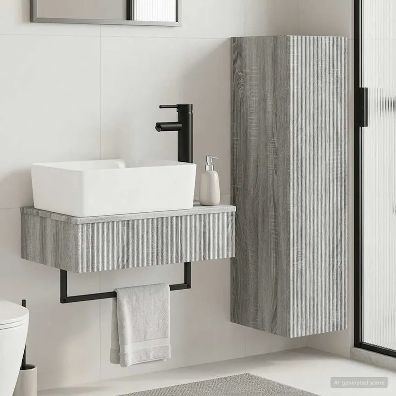 Badezimmermöbel-Set 2 stk. Grau Sonoma 33 x 34,5 x 100 cm