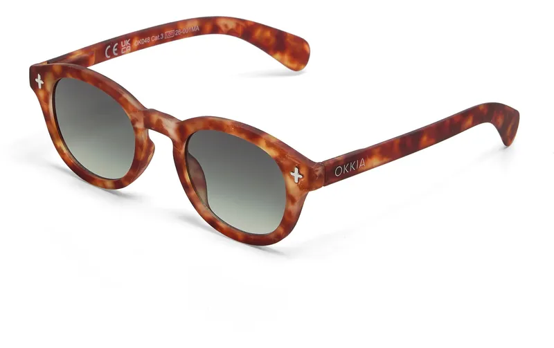 OKKIA Sonnenbrille Milano Sahara Havana, Green Lens