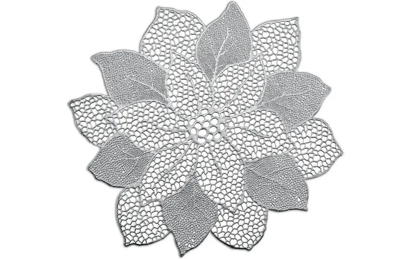 Zeller Present Tischset Flower 47 cm x 47 cm, Silber