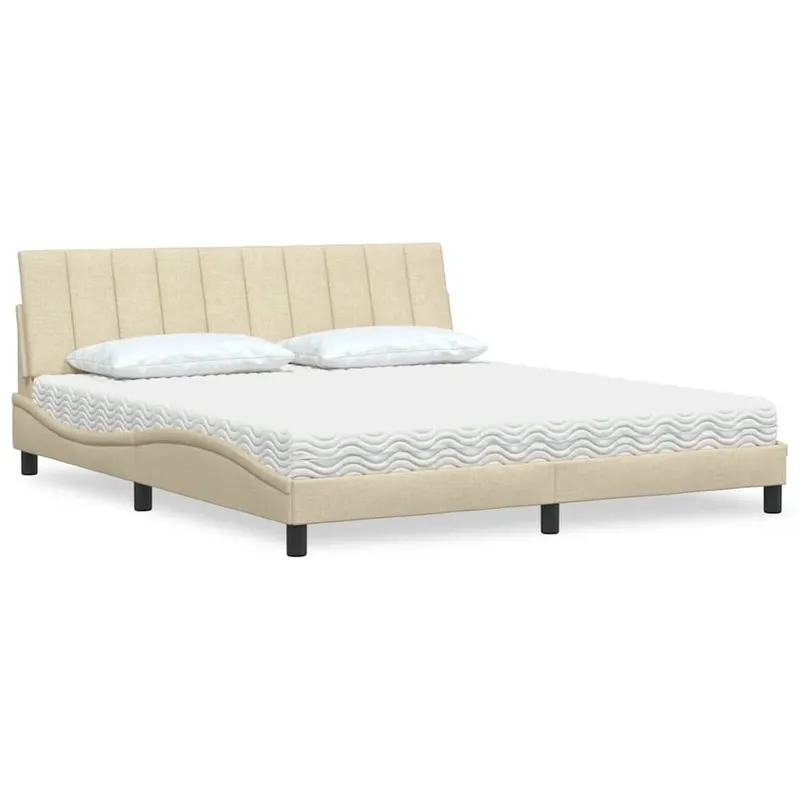 Bett mit Matratze "Hanko" Creme 180x200 cm fabric