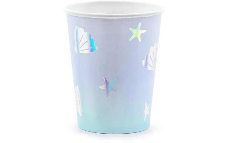Partydeco Einwegbecher Narwal 220 ml, 6 Stück, Hellblau