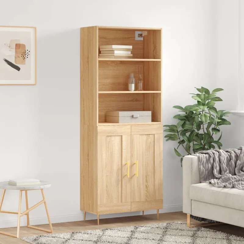 Highboard Sonoma-Eiche 69,5x34x180 cm derivato del legno