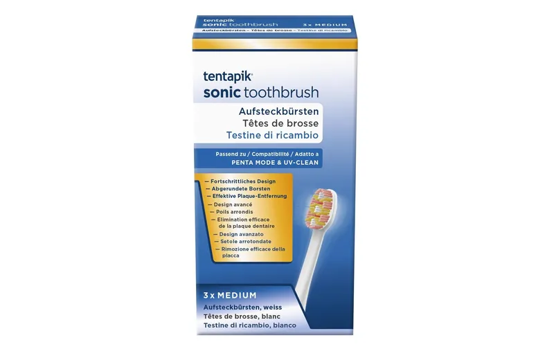 Tentapik Zahnbürstenkopf Medium blanc, 3 pièces