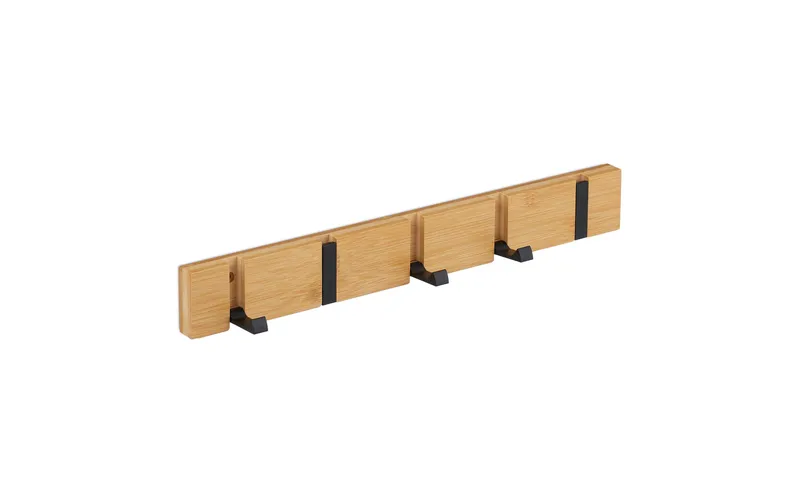 relaxdays Türgarderobe mit 5 Haken, Schwarz/Hellbraun