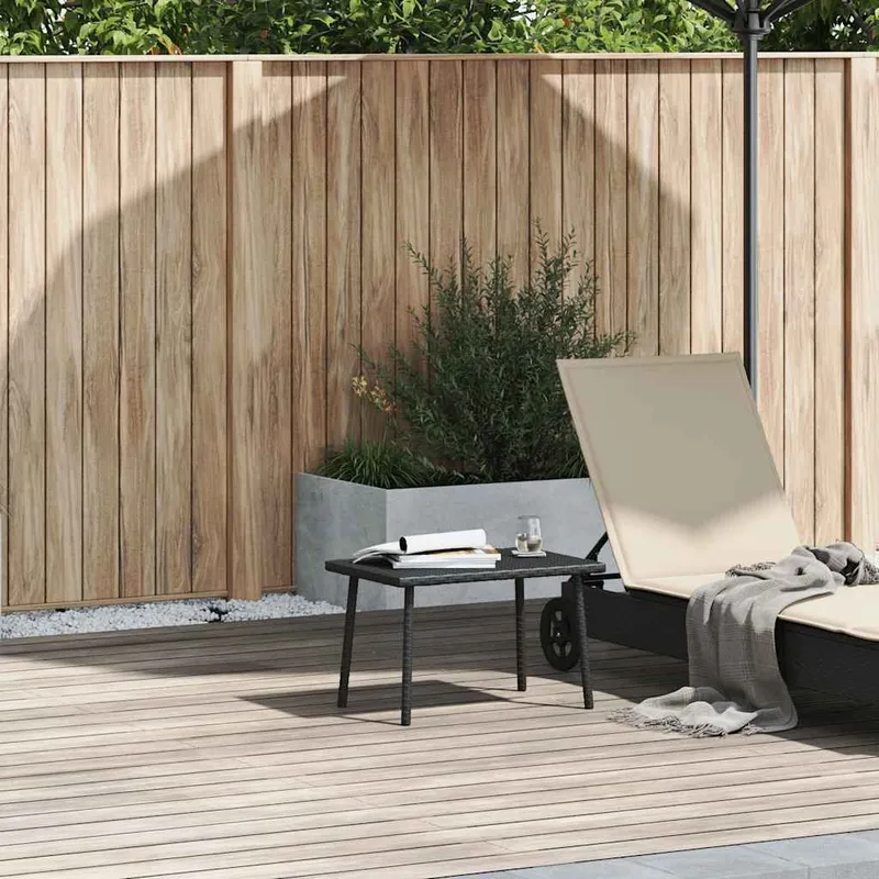 Garten-Couchtisch Rechteckig Schwarz 60x40x37 cm Poly Rattan