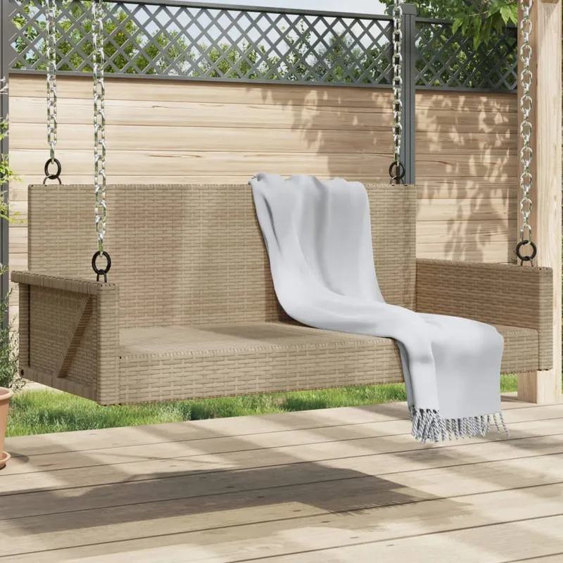 Hängebank Beige 119x56x48 cm Poly Rattan