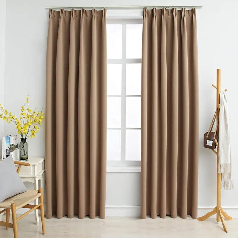 Verdunkelungsvorhänge with Haken 2 pcs taupe 140x175cm