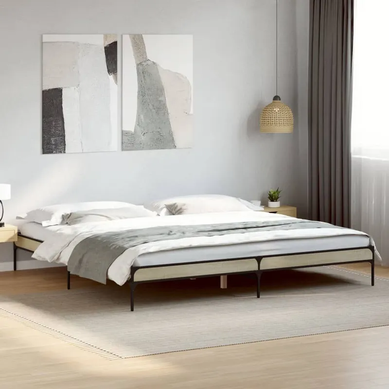 Bettgestell Sonoma-Eiche 200x200 cm derivato del legno und Metall