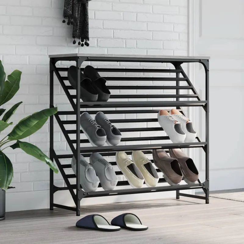 Schuhregal grigio Sonoma 90x30x85 cm derivato del legno