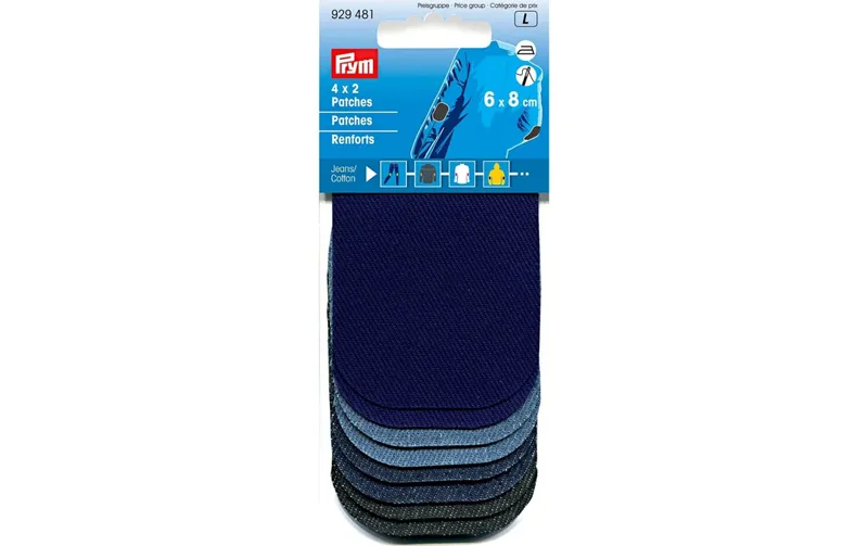 Prym Applikation Mini Patches, 8 x 6 cm jeans, 8 pièces