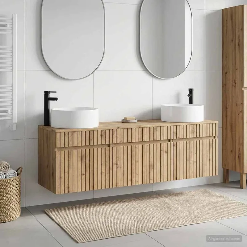 Badezimmerschrank-Set 3 Stk. Artisan-Eiche 49 x 44,5 x 65,5 cm