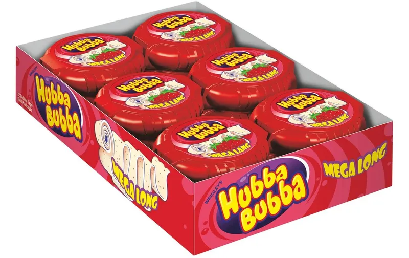 Hubba Bubba Kaugummi Rolle Mega Lang Erdbeere 12 x 56 g