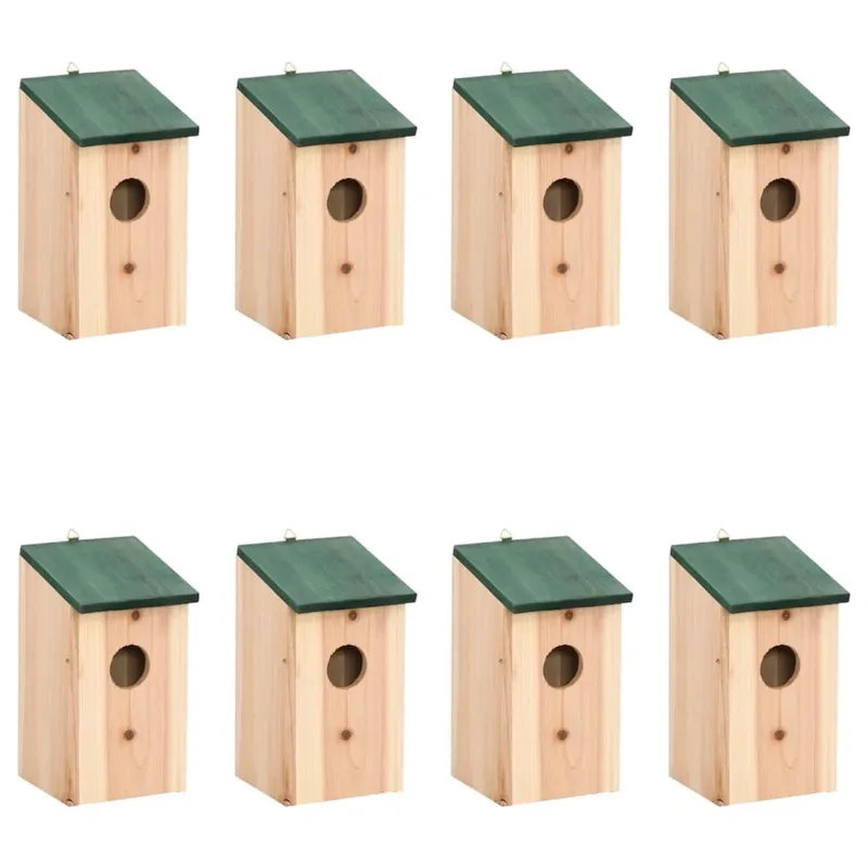 Vogelhäuser 8 Stk. Holz 12x12x22 cm