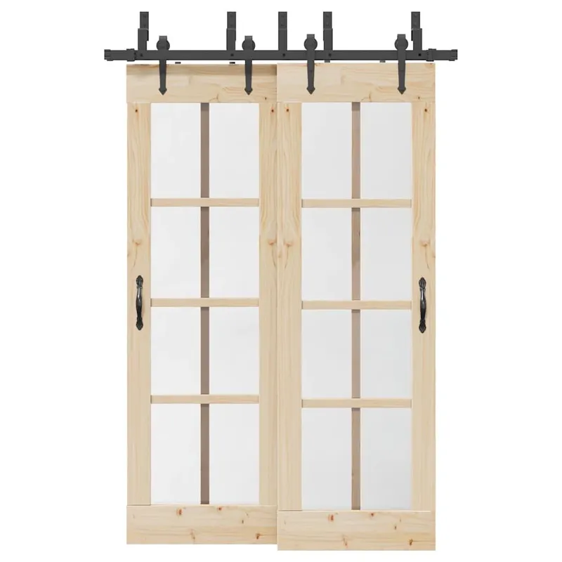 Kit de quincaillerie de porte coulissante 152,5 cm acier noir