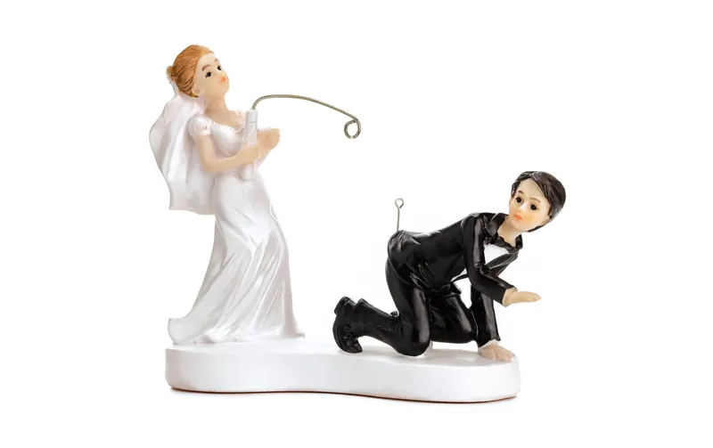 Partydeco Kuchen-Topper Figur Brautpaar Fischen white/black