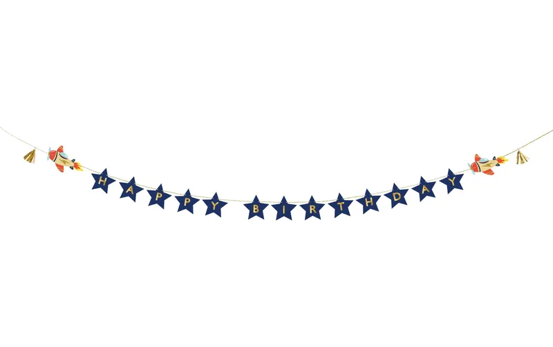 Partydeco Girlande aircraft 3 m, dark blue