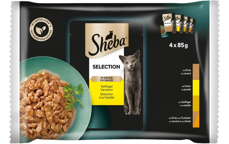 Sheba Nassfutter Selection Sauce Geflügel Variation, 4 x 85g