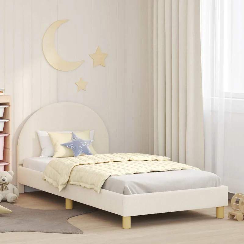 Kinderbettgestell mit Kopfteil Creme 80 x 200 cm Bouclé