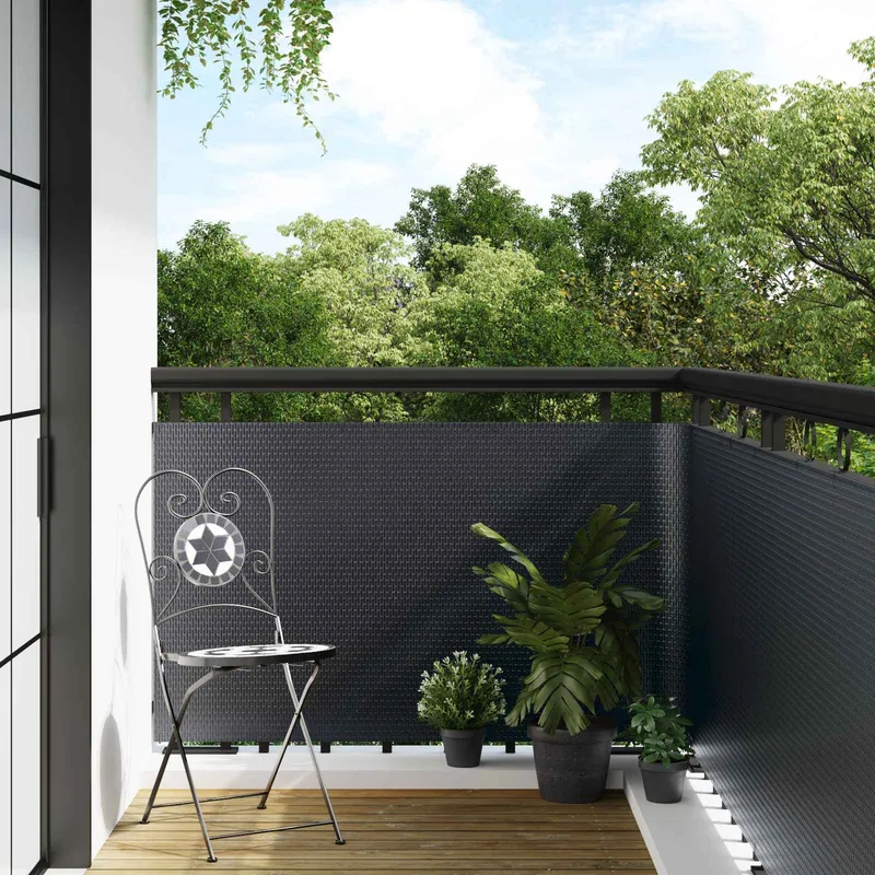 Écran de balcon Gris foncé 400 x 80 cm polyrotin