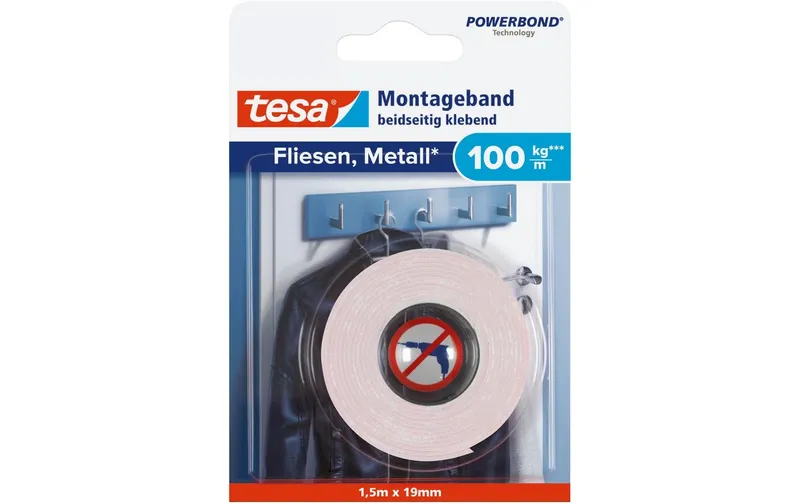 tesa Powerbond 19 mm x 1.5 m, bianco