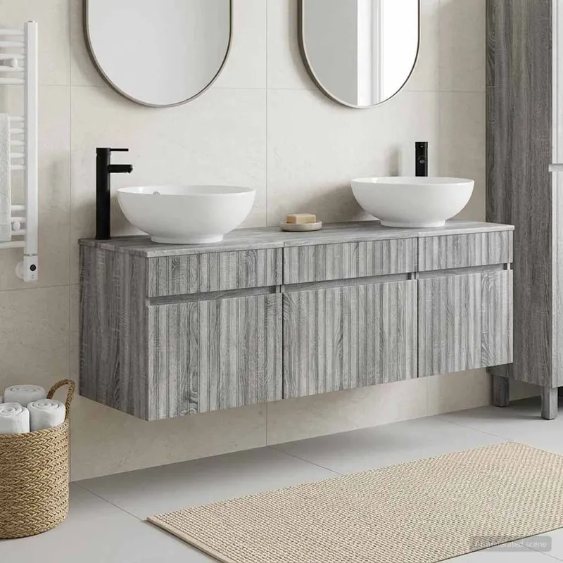 Badezimmerschrank-Set 3 stk. grigio Sonoma 49 x 44,5 x 66,5 cm