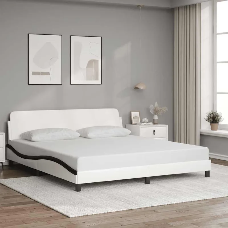 struttura letto "Dover" bianco e nero 180x200 cm ecopelle