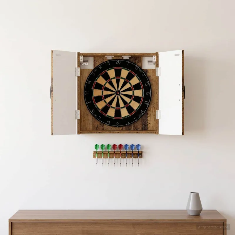 Dartboard Schrank UTRECHT Altholz 52,5 x 10,5 x 53,5 cm
