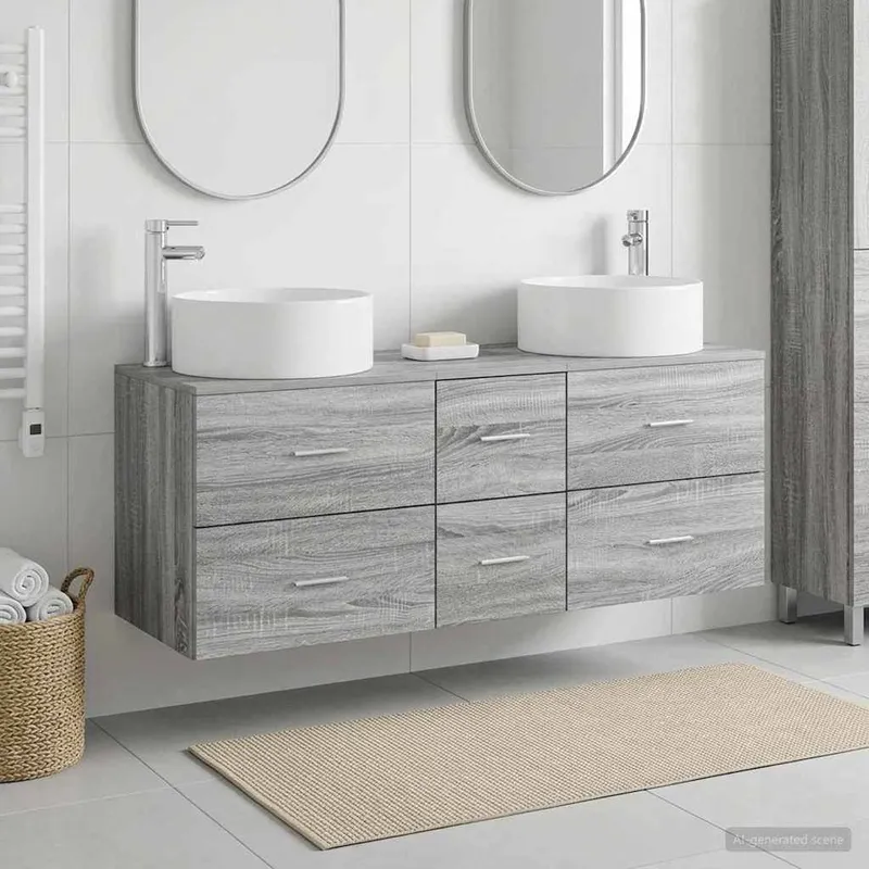 Badezimmermöbel-Set 3 stk. Grau Sonoma 49,5 x 44,5 x 65,5 cm