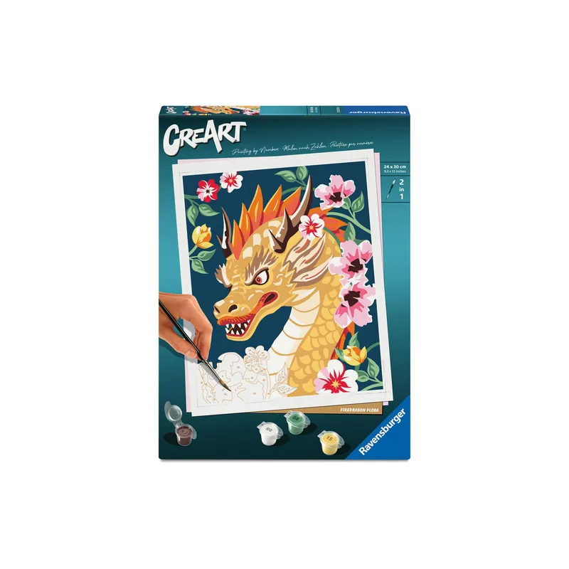 Ravensburger Malen nach Zahlen CreArt, Adults Trend – Feuerdrache Flora