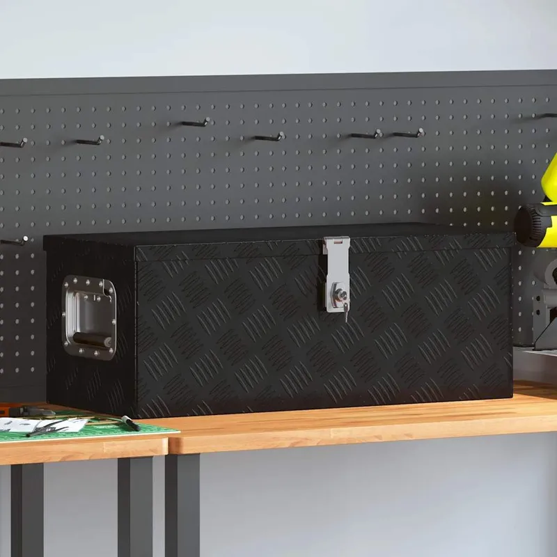 Aufbewahrungsbox Schwarz 70x31x27 cm Aluminium