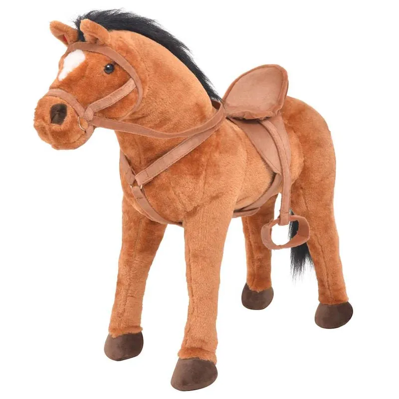 Plüschtier Pferd Stehend Plüsch Braun