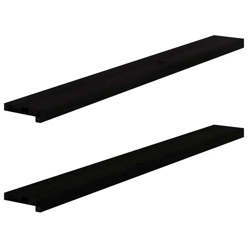 Appuis de fenêtre 2 pcs brun-noir bois de chêne massif