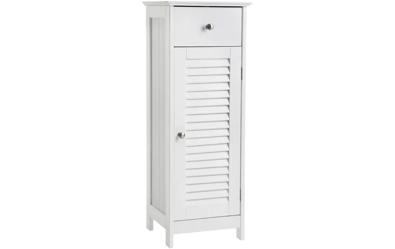 VASAGLE Badezimmerregal mit Tür 32 x 87 cm, blanc