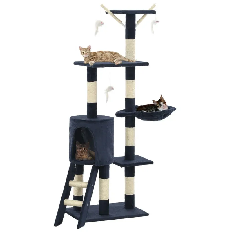 Katzen-Kratzbaum con Sisal-Säulen 138 cm blu scuro