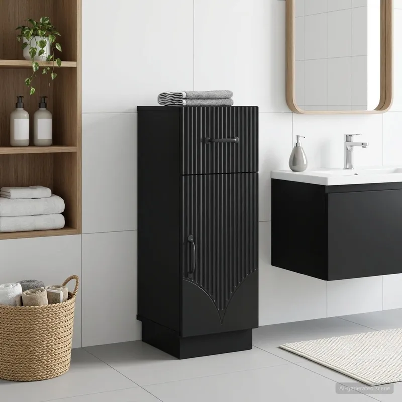 Meuble de Rangement de Salle de Bain HOORN Noir 30 x 31 x 77 cm