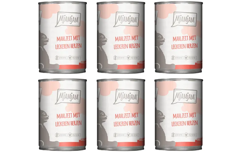 Mjamjam Nassfutter Dose Mahlzeit mit Herzen, 6 x 400 g